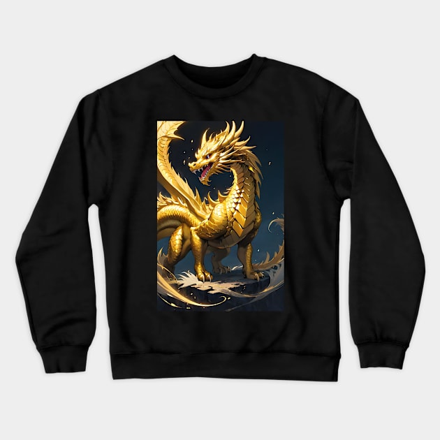 Cool golden dragon Crewneck Sweatshirt by Spaceboyishere